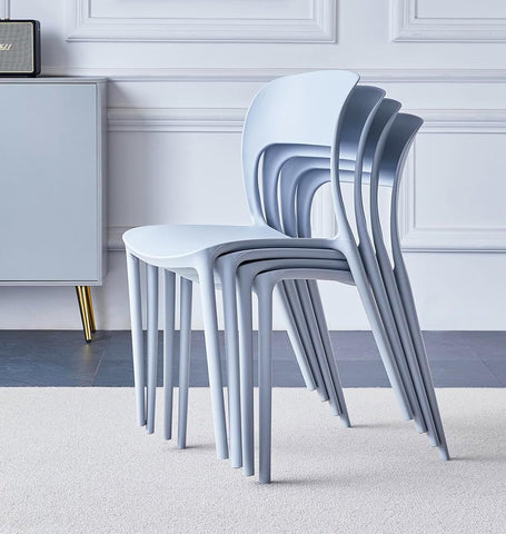 Hallowood Furniture Stoker Stackable Plastic Dining Chairs Set of 4, Grey
