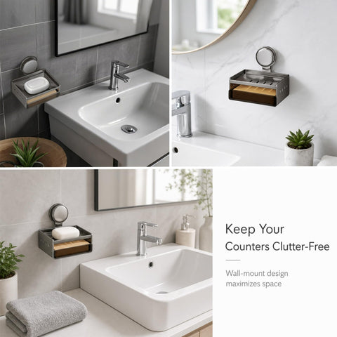 LOORMEI Shower Soap Dish, Bathroom Suction Soap Holder with Sponge, Bathtub, Wall-Mounted, Waterproof, Removable Shower Organizer