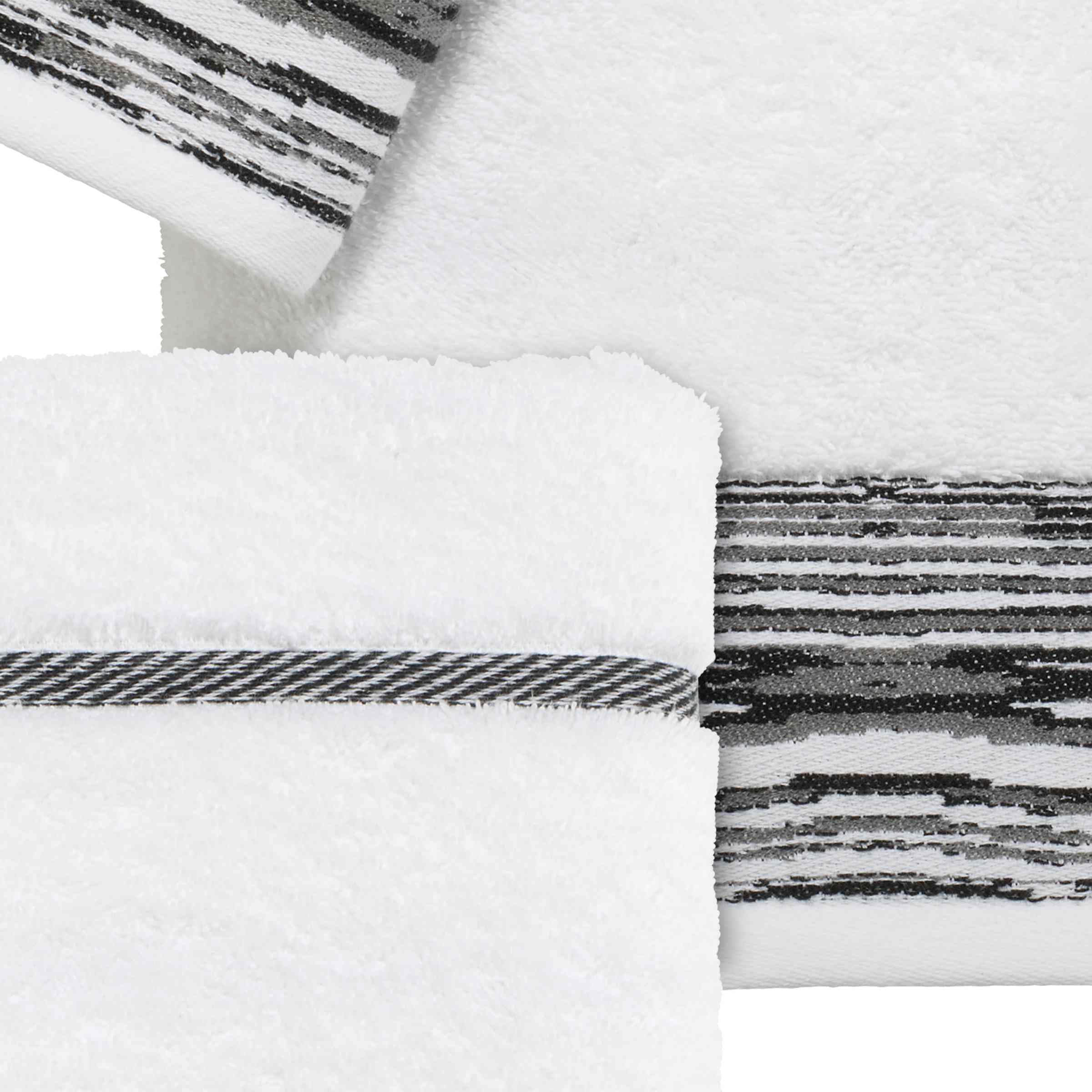 Nicole Miller - Towels, 4pc Soft & Absorbent Towel Set, Dorm Room Essentials (Syndey Collection, White/Black)