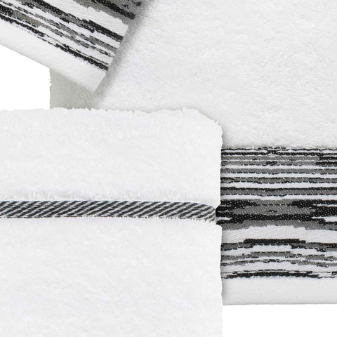 Nicole Miller - Towels, 4pc Soft & Absorbent Towel Set, Dorm Room Essentials (Syndey Collection, White/Black)