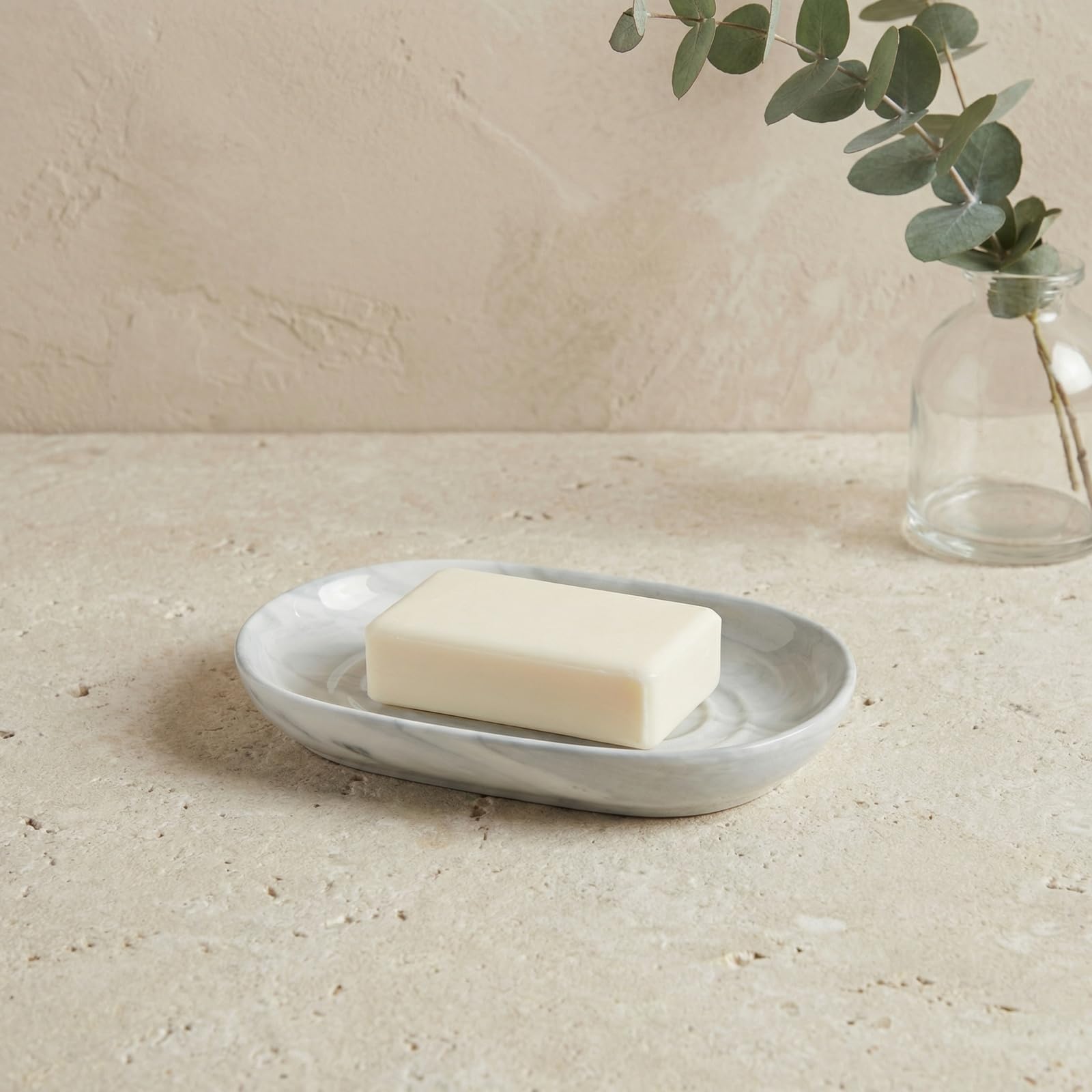 Merzio Ceramic Soap Dish, Anti-Slip Soap Holder for Bathroom Shower, Keeps Soap Dry & Easy to Clean, Elegant Soap Tray