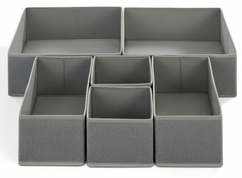 Nesrefyn 6-Pack Drawer Dividers & Organisers for Wardrobe – Foldable Storage Organisers for Clothes, Underwear, Socks, Bras, Accessories, Grey