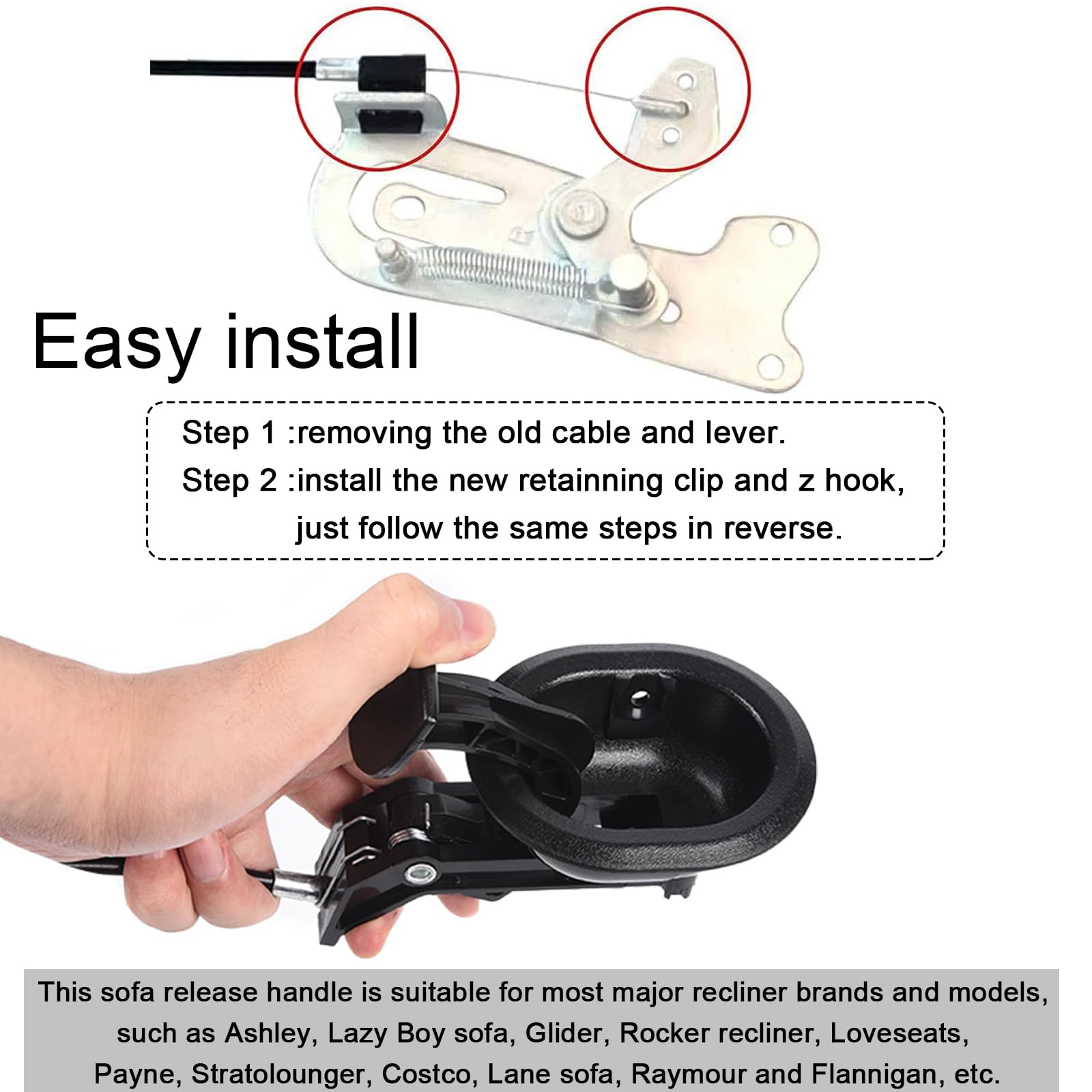 Funnytek 2 Set Sofa Chair Recliner Release Pull Handle Replacement Parts