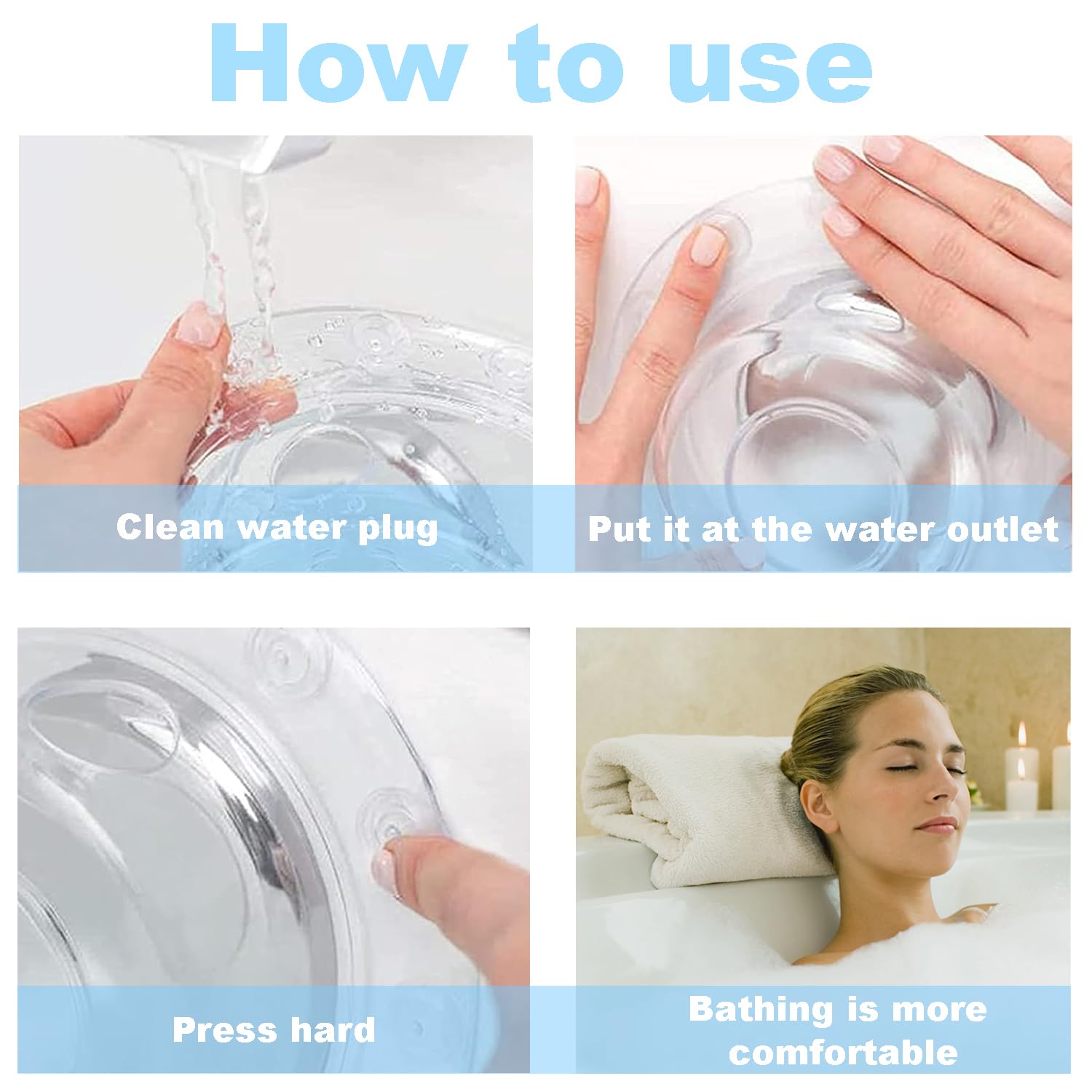 Deep Bathtub Overflow Drain Cover - 1 Pack, Adds 2 Inches Water Depth for Warmer Baths