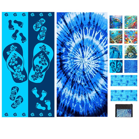 JAODFK 2 Pcs Microfibre Beach Towel 71"X32" Quick Dry Grid Lightweight Sand Free Extra Large Thin Towels Travel Essentials For Adults Womens Swim