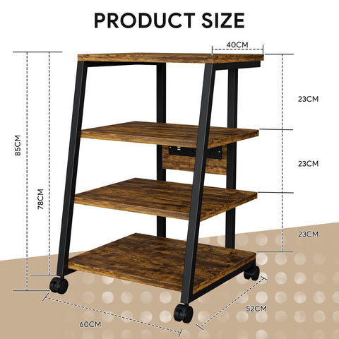 WUDLEP HiFi Stand, 4-Tier AV Media Stand with Power Strip and Wheels