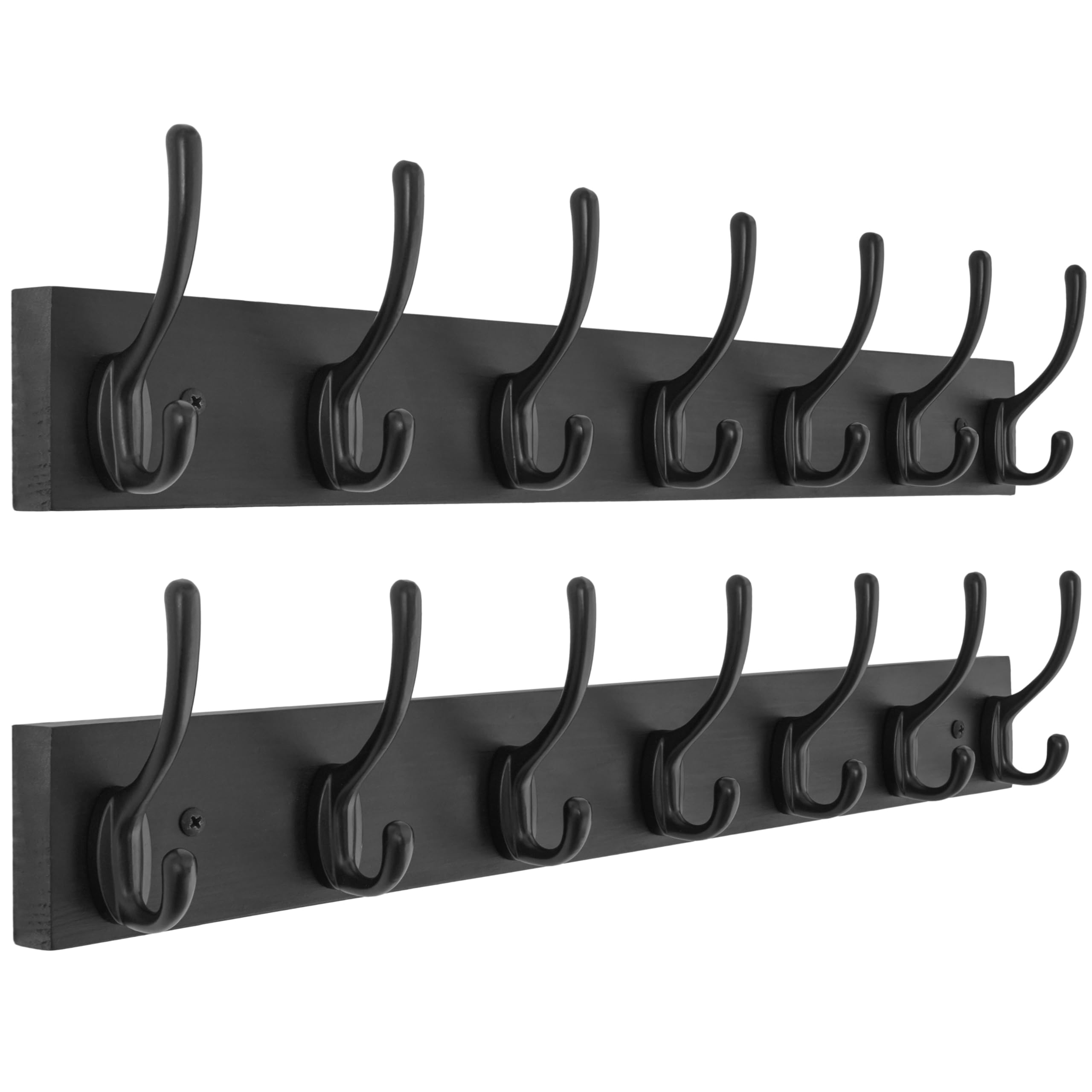HONSKY Wall Coat Rack with 7 Double Hooks,50cm Wall Coat Hook,Wooden Coat and Towel Hanger Storage for Entryway, Bathroom, Bedroom