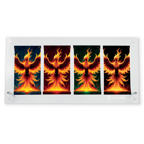 PHOENIX SHIELD | Transparent Acrylic Display Stand for 4 Boosters, Protection and Display of Trading Cards