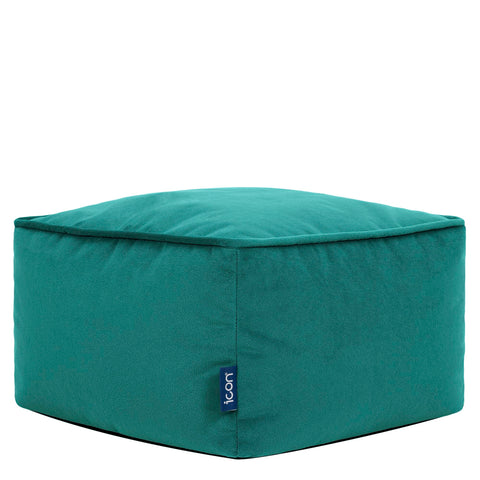 icon Amara Velvet Small Bean Bag Footstool with Filling Included, Teal
