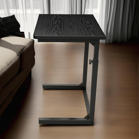 Tinymod C-Shaped Sofa Side Table for Couch & Bed, Height Adjustable Laptop Table, Black