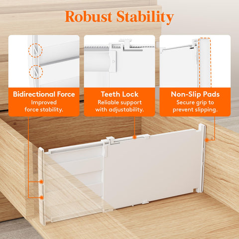 Lifewit 8" High 6 Pack Deep Drawer Dividers, 13.8-22.2" Expandable Drawer Organizer Clothes, Adjustable Kitchen Utensil Drawer Organiser
