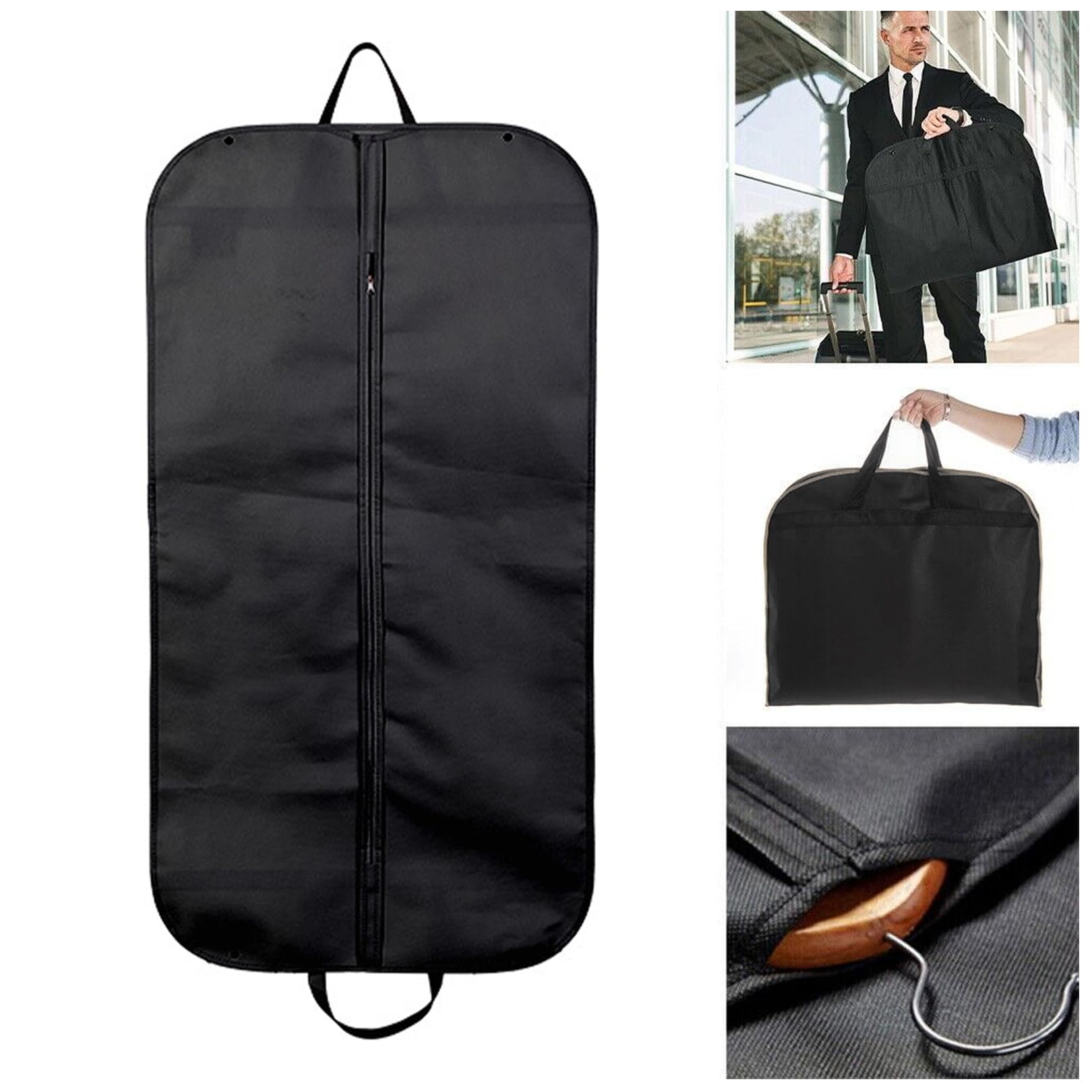 1 Pcs Suit Carrier Bag,Breathable Garment Suit Clothes Covers Bags,120 * 60cm suit covers for men,Black Zipped Foldover Breathable Multi-Use Garment