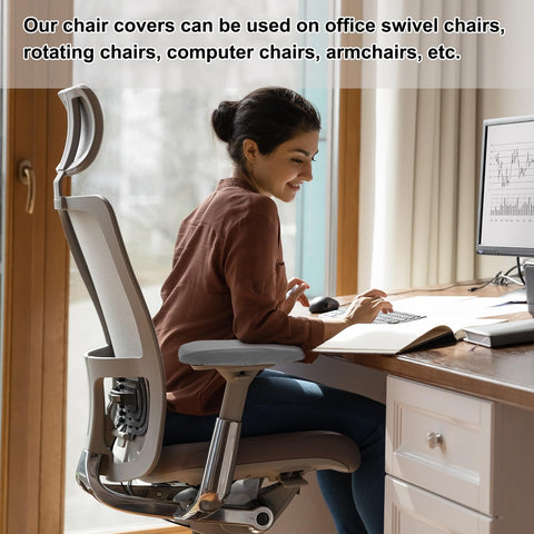 sourcing map Chair Armrest Slipcovers Covers, 22 x 7cm Polyester Removable Seat Hand Rest Protector for Office Chairs Desk Chair(Beige)