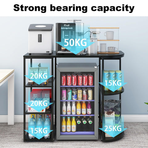 PUNCIA Mini Fridge Cabinet with Storage for Home Dorm Black