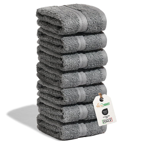 nice homeit - Set of 6 Washcloths 30 x 30 cm - Mini Face and Guest Towels 100% Cotton Ring - Soft, Absorbent, Washable - For Bathroom, Kitchen
