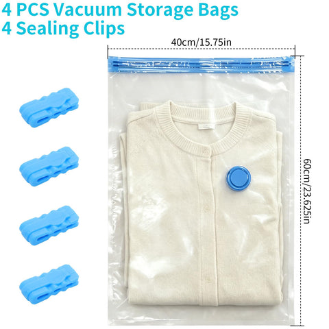 4 Pcs Space Saver Bags Vacuum Storage Bags Small Compression Zipper Storage Bags Vacuum Pack Bags for Clothes, Vacuum Bags for Clothes Travel Home