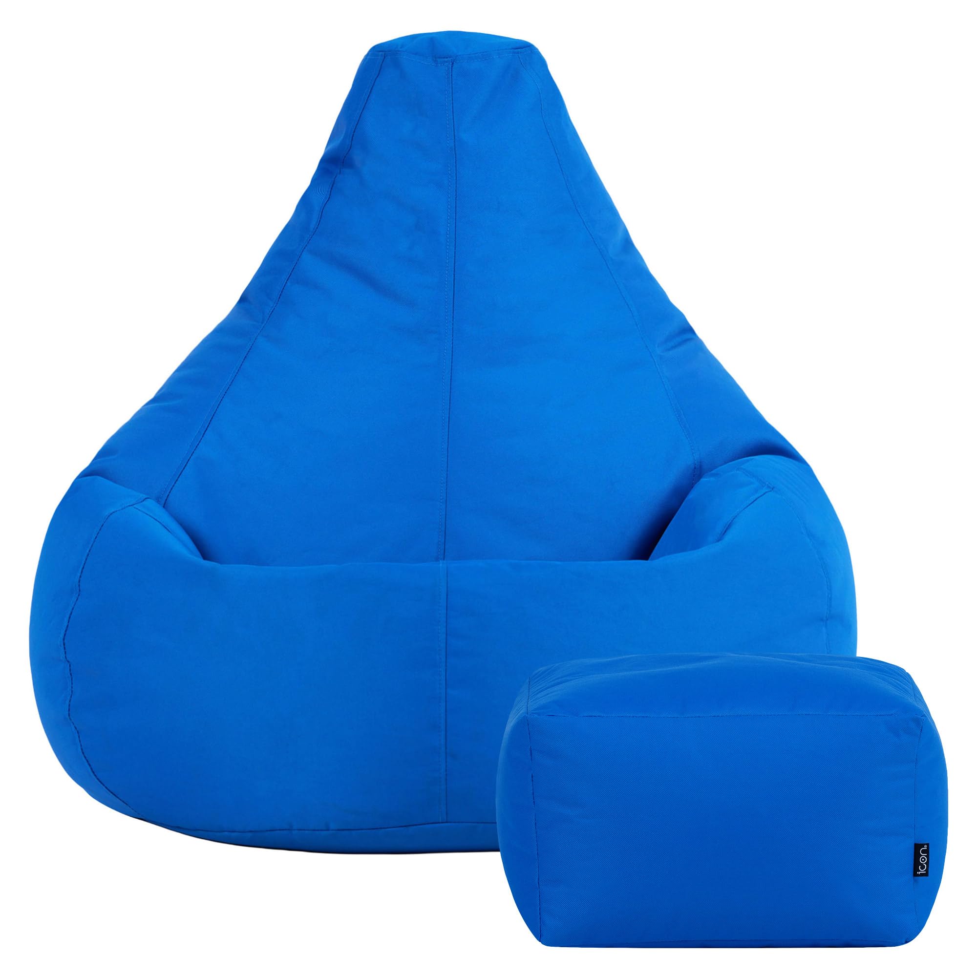 Bean Bag Bazaar Outdoor Bean Bag & Footstool with Filling Included, Blue