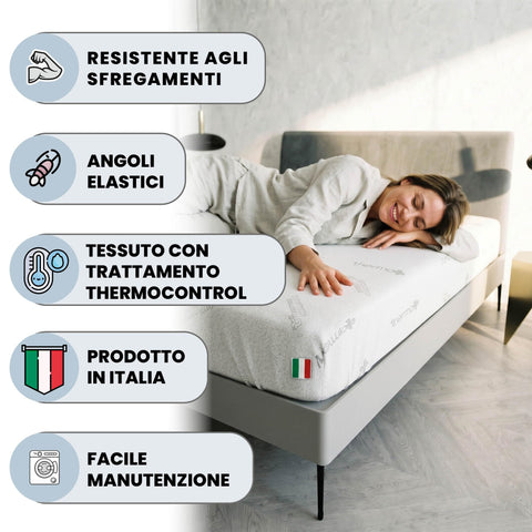 MB HOME ITALY Mattress Cover, Thermocontrol, White, Small Double 120x200 cm