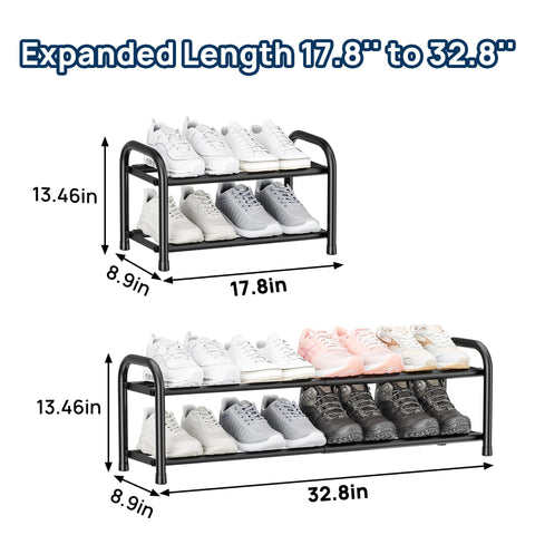 ENJOYBASICS Expandable Shoe Rack, 2 Tier Adjustable Shoe Storage Shelf