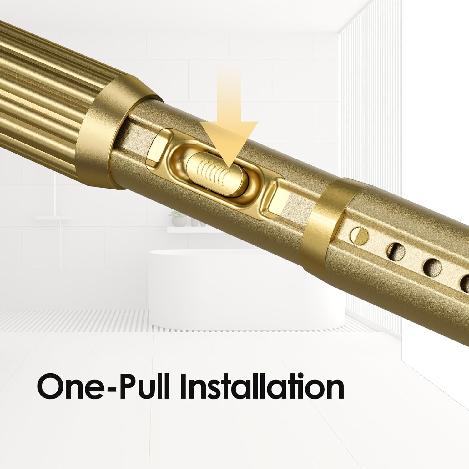 ZipGlo Extendable Shower Curtain Pole 104-262cm Gold Tension Curtain Rod