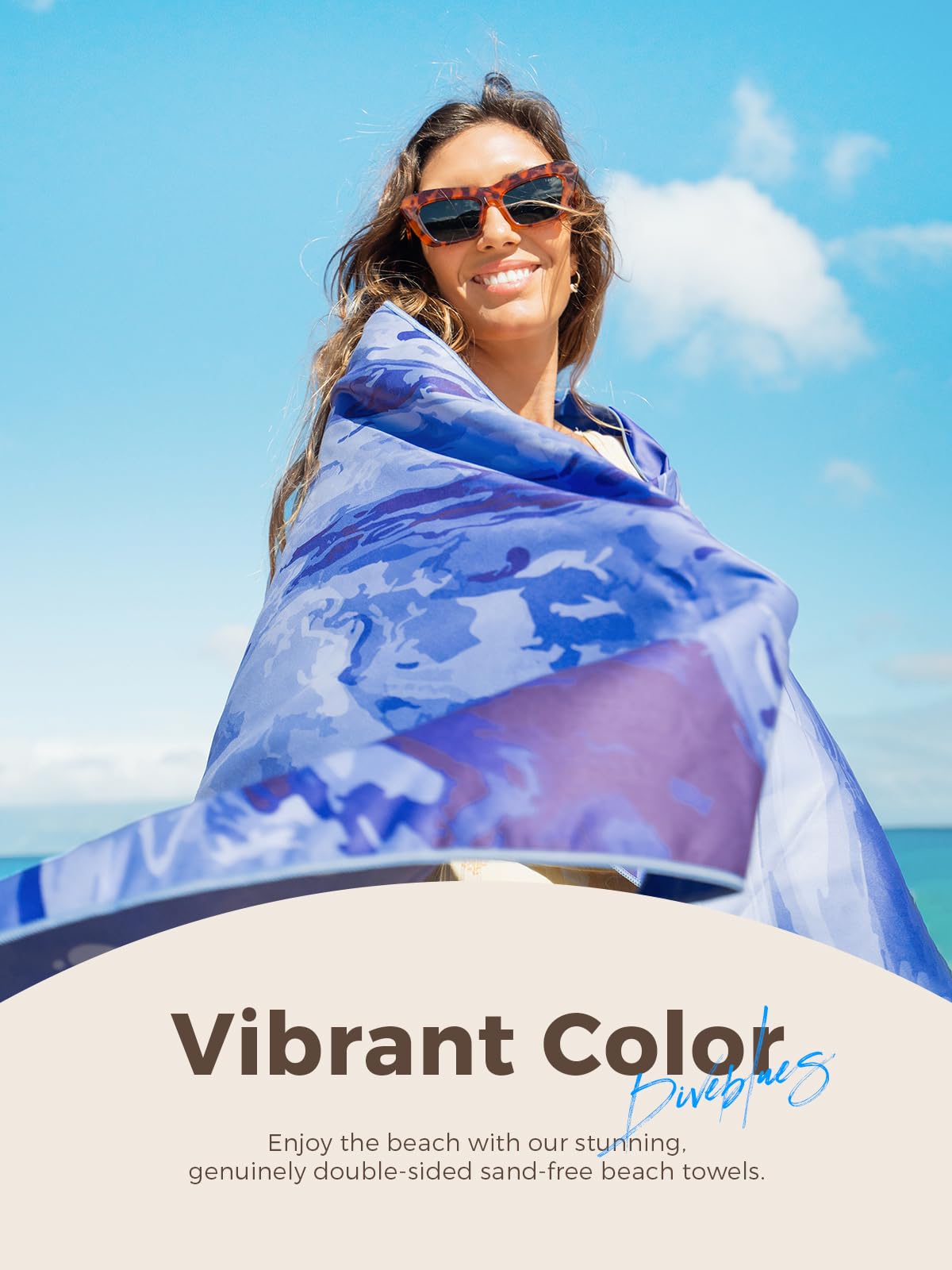 Diveblues Microfiber Beach Towel Fast Drying, Extra Large 71" x 32" Sand Free Beach Towel Super Lightweight Towels for Swimming Pool, Camping, Picnic