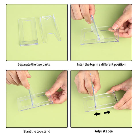 13 Pcs Clear Display Stands - Acrylic Plate Holders with Adjustable Easels for Mobile Phones, Photos, Cards, Books