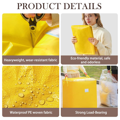 HonorHut Waterproof Moving Bag with Lids Double Zips Yellow 115 L