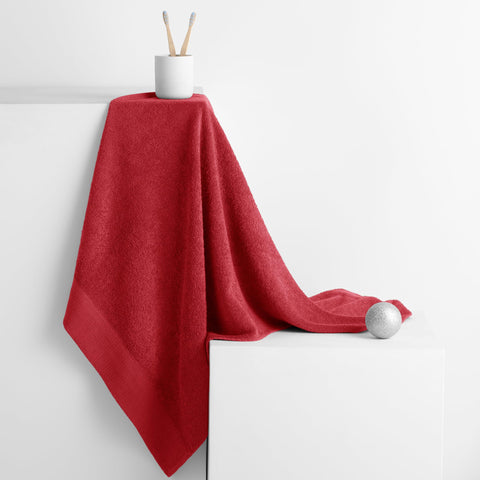 AmeliaHome Set 10pcs 4 Guest Towels 30x50 cm, 4 Towels 50x100 cm and 2 Bath Towels 70x140 cm 100% Cotton Absorbent Dark Red Amari