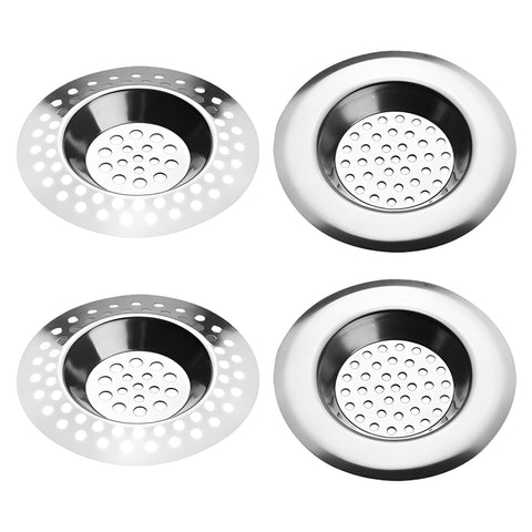 4 PCS Drain Hair Catcher, Stainless Steel Kitchen Sink Strainer Plug Shower Bathroom Plug Hole Sink Filter, Drain Protector Filter(7.3CM, 7.7CM)
