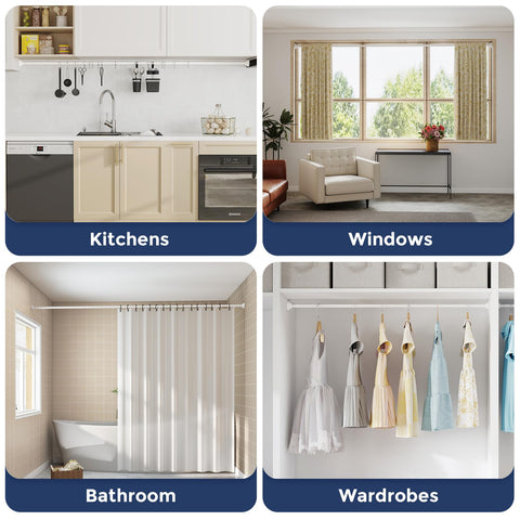 AIZESIShower Pole,Tension Rods 79 To 195 Cm, Spring Tension Curtain Rod, Tension Rods For Curtains