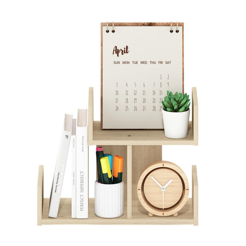 Furinno Desktop Storage Organizer, Engineered Wood, Bauhaus Oak, 3 compartments