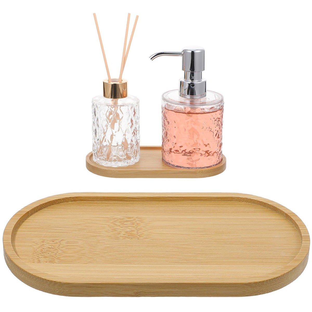 Hecila Bamboo Soap Tray Oval Soap Dispenser for Bathroom Wooden Soaps Dish Multi-Functional Countertop Bathtub Organizer Tray Kitchen Holders Jewelry