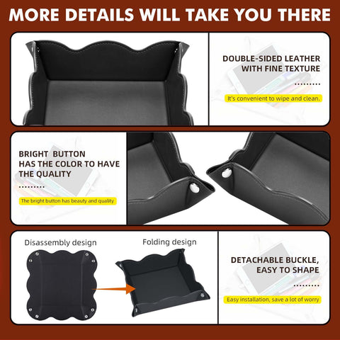 ABCHCHS Valet Tray for Men Women - PU Leather Travel Catchall Tray Organizer - Desk Bedside Nightstand Storage Box for Jewelry Key Phone Remote