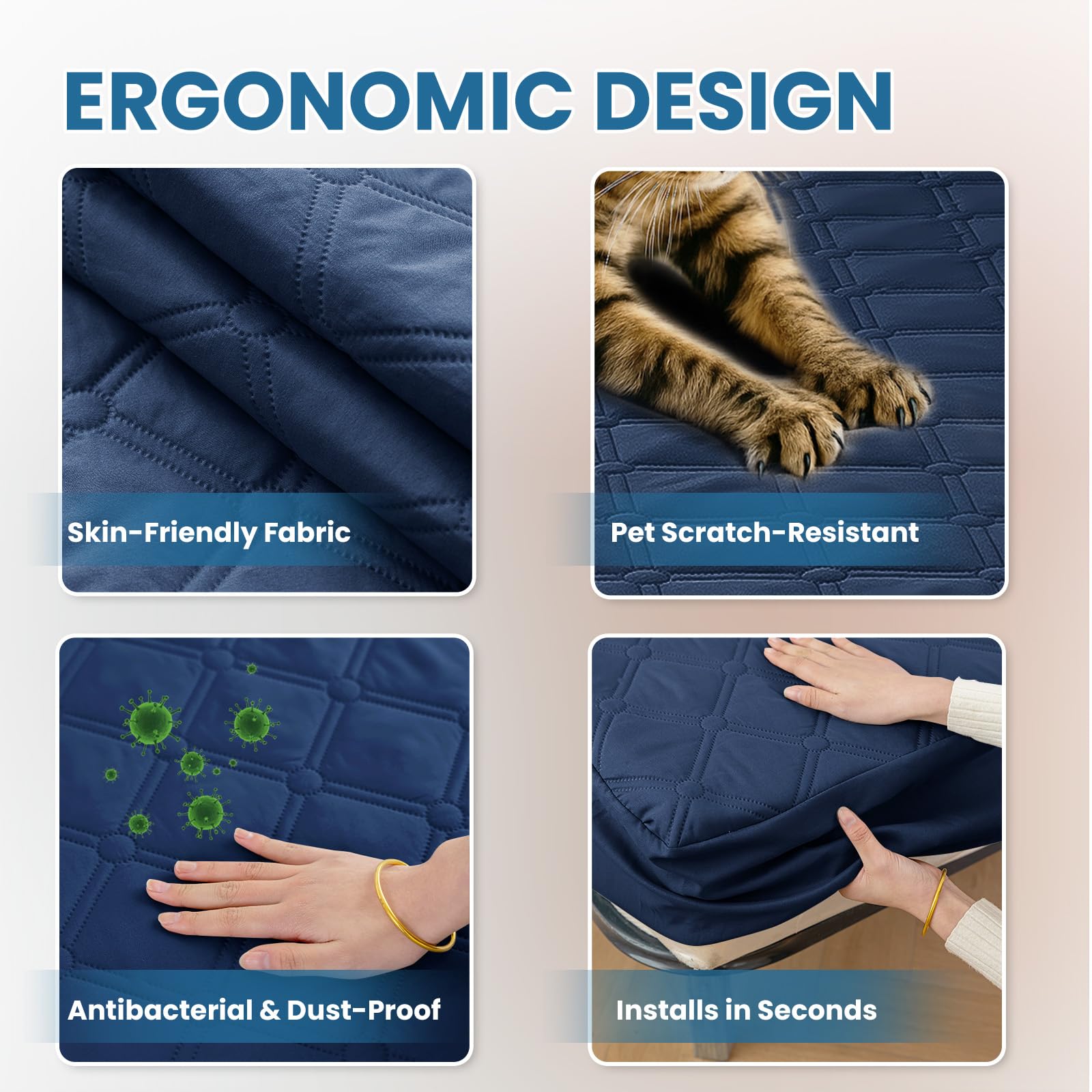 Ystyle Fitted Sheet 90 x 200 cm, Microfibre, Fitted Sheet - Mattress Height up to 30 cm, Navy Blue