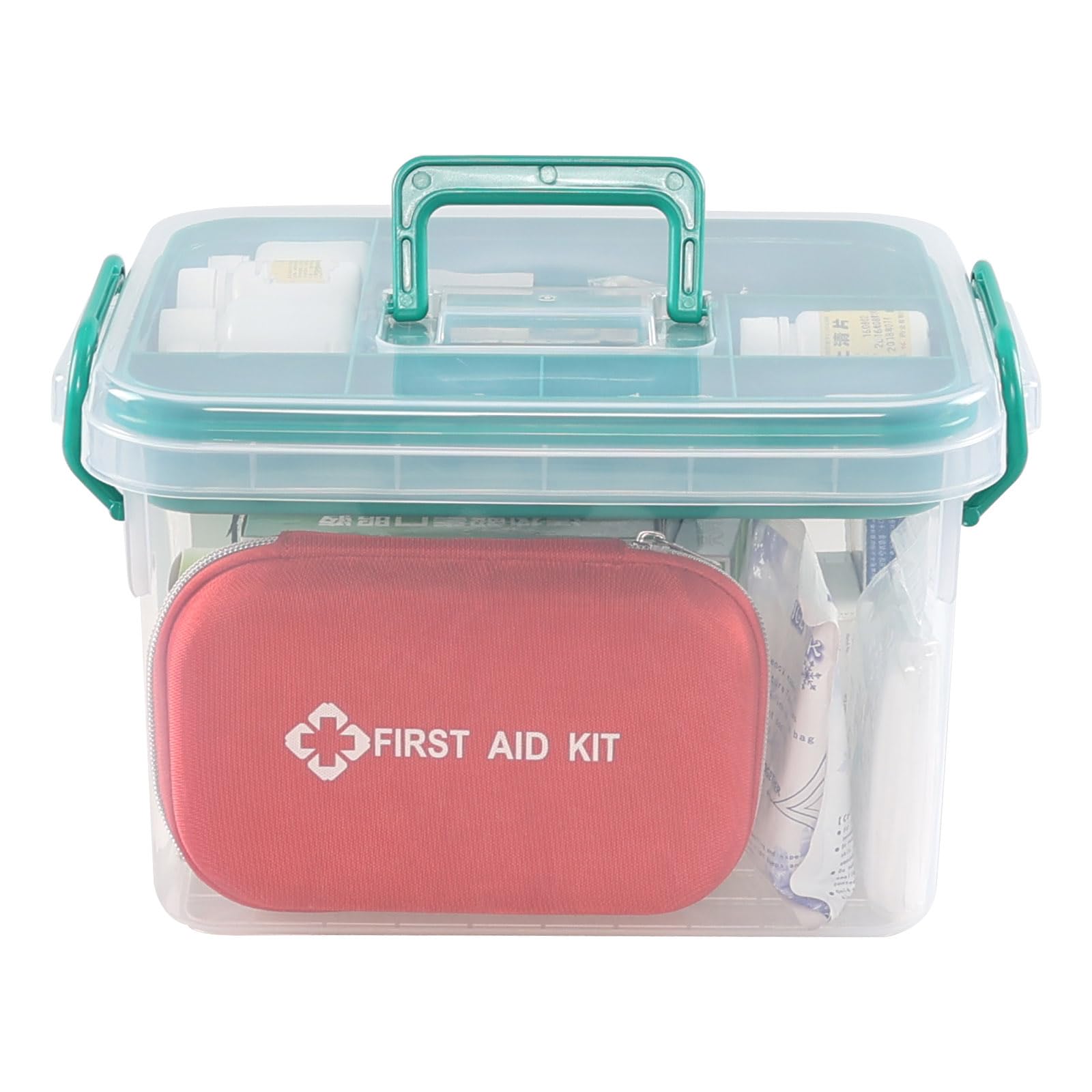 Ikando Plastic First Aid Box, Clear Medicine Storage Organizer Case