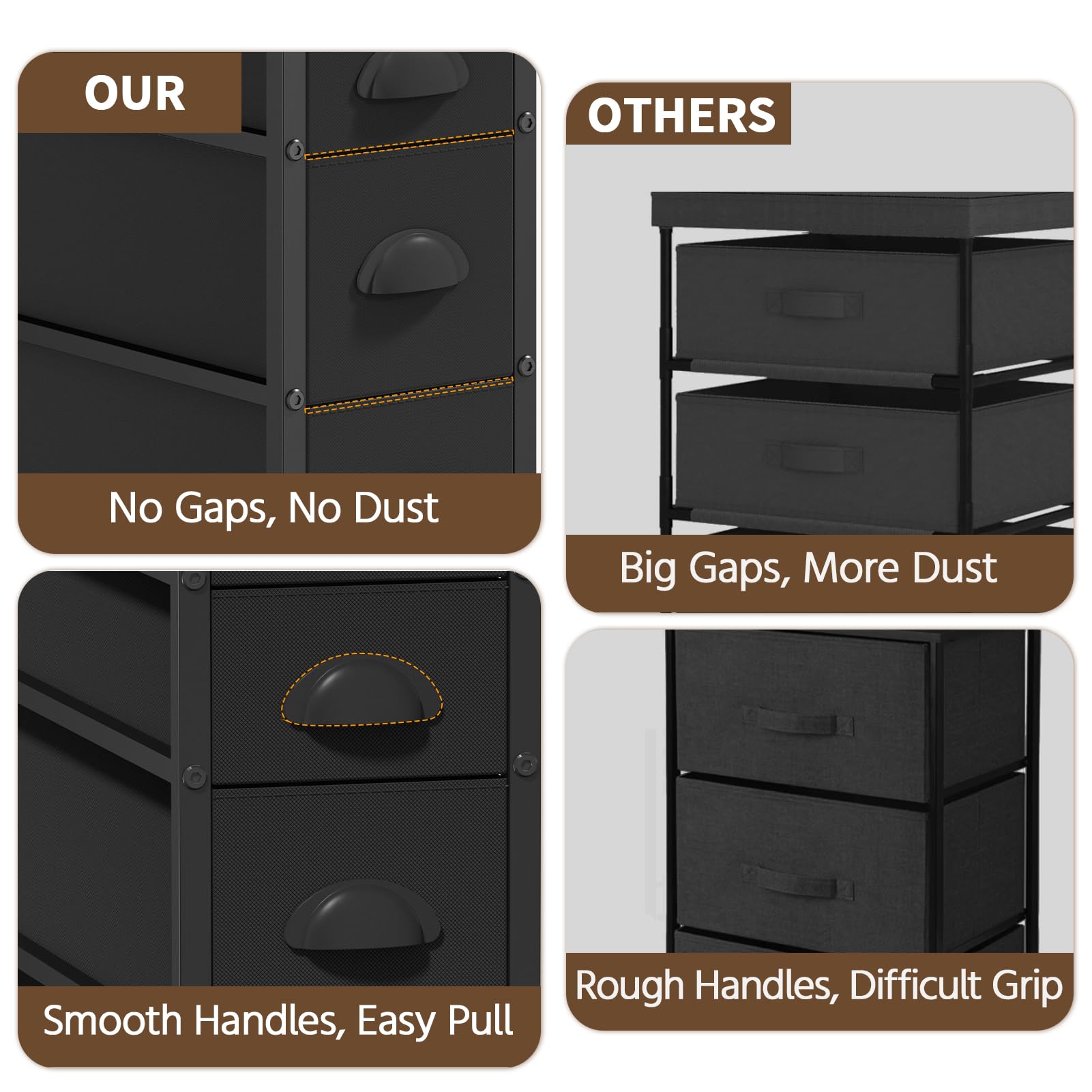 VASZOLA Narrow Cabinet Slim Storage Cart for Bathroom Small Space, Black