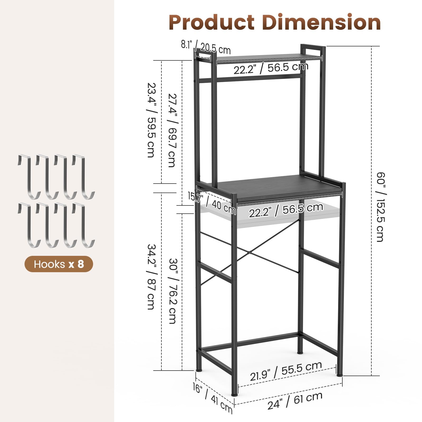Housolution 2-Tier Mini Fridge Stand with Storage, Black