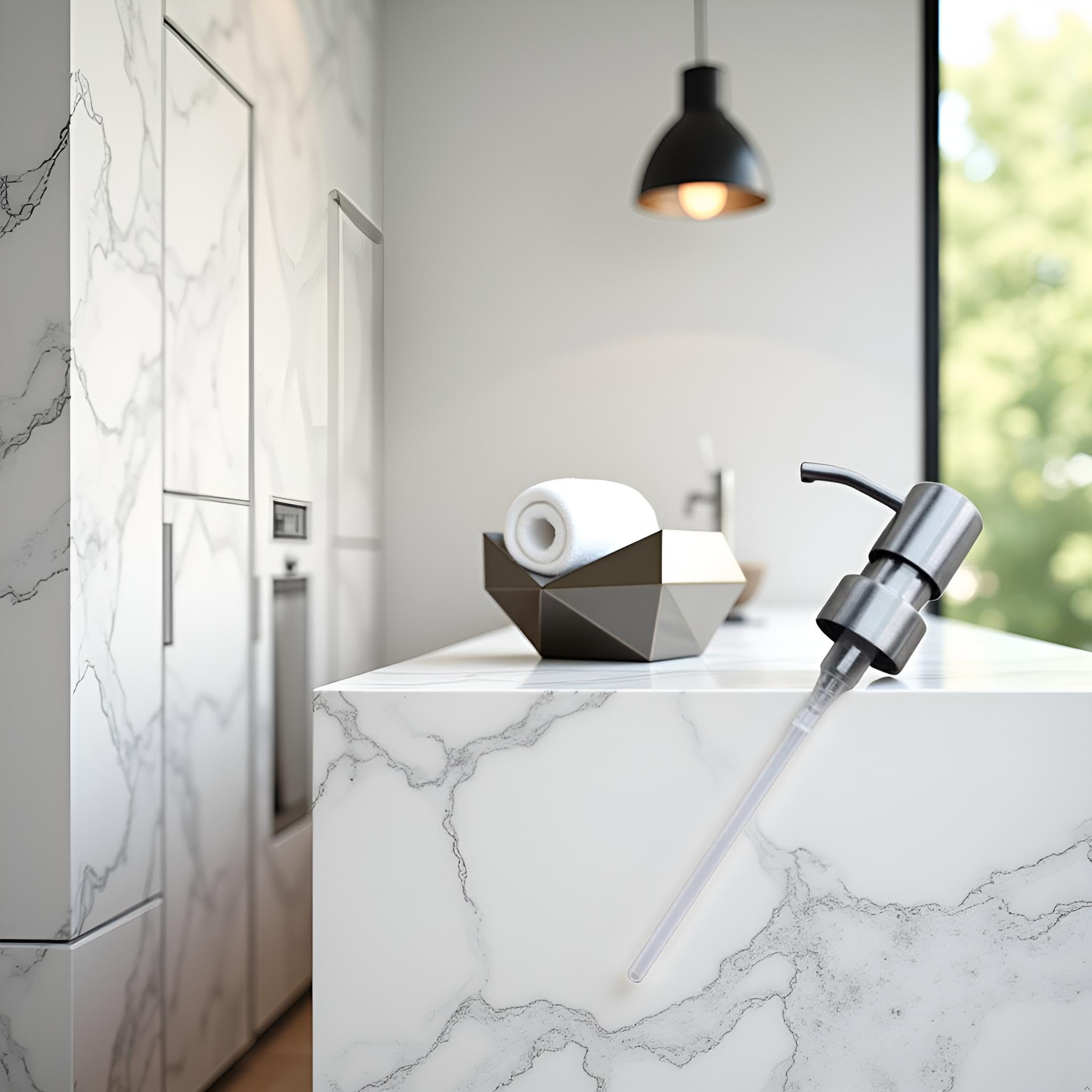 1Pc Stainless Steel Minimalist Style Liquid Soap Dispenser for Bathroom Kitchen, Liquid Hand Soap Dispenser Foam Nozzle Pump Bottle Press Head