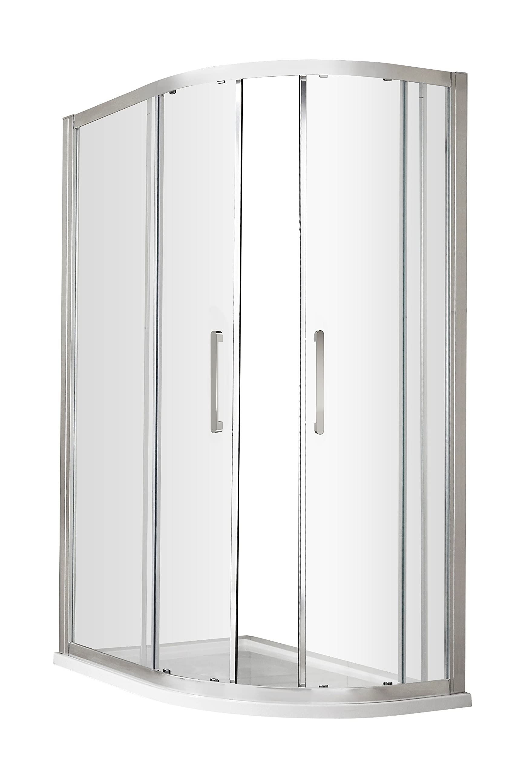 Hudson Reed M1290QH4 Apex Modern Bathroom EasyFit Offset Quadrant Shower Enclosure with 8mm Toughened Safety Glass and Round Handles, 1200mm x 900mm