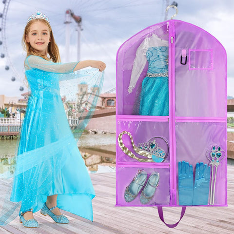 OSDUE Clothes Covers, 40 inch WaterproofHanging Garment Bags with 5 Zipper Pocket and ID Slot Pockets Foldable Kids Dance Costume Garment Bag Travel