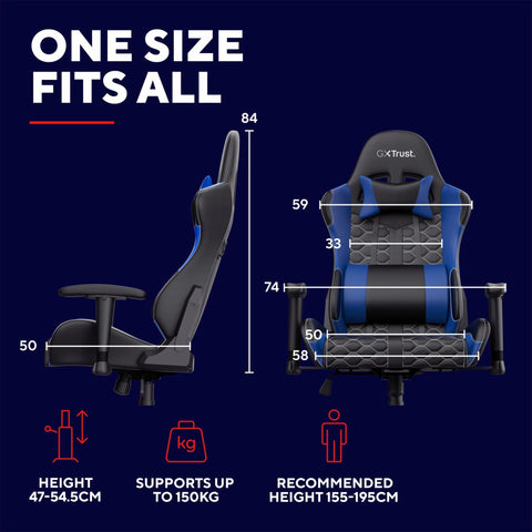 Trust Gaming GXT 708B Resto Gaming Chair, PC Desk Chair, Full 360° Rotatable Seating, Strong and Robust Metal Base Frame, Chair for Computer