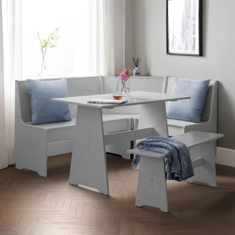 Julian Bowen Newport Corner Dining Set with Bench, Grey - H85.5 x W158cm