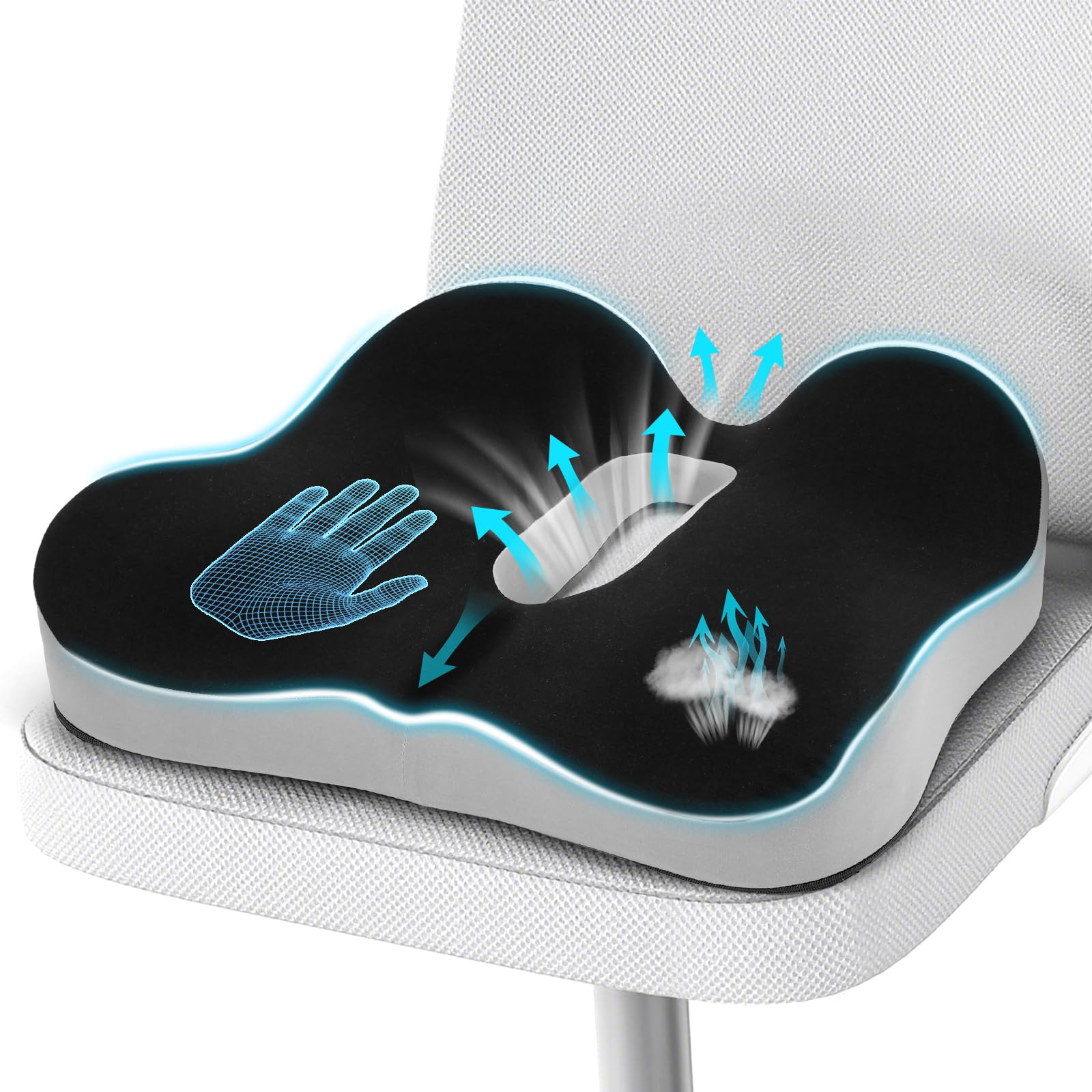DmTown Memory Foam Seat Cushion, Ergonomic Coccyx Cushion for Tailbone Pain