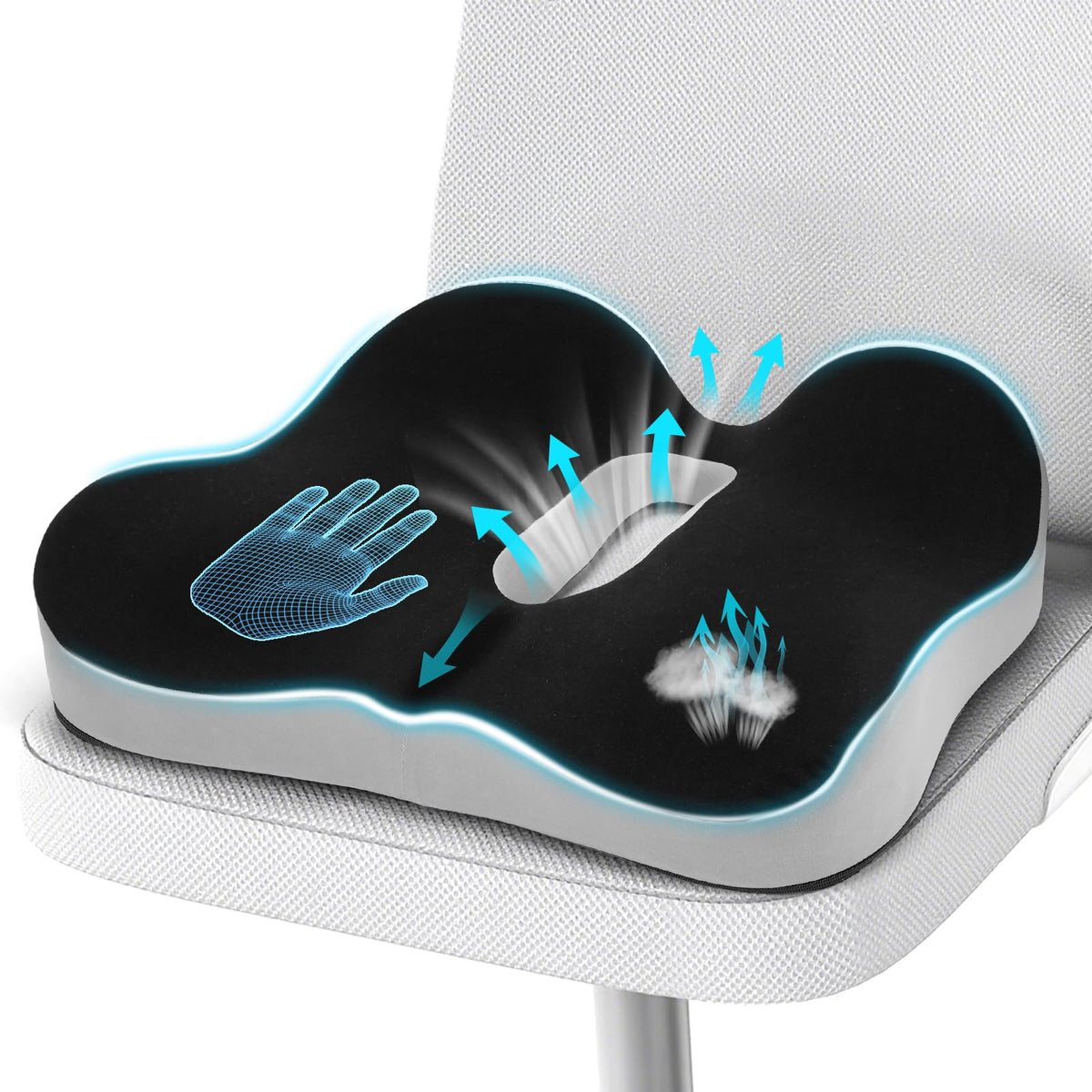 DmTown Memory Foam Seat Cushion, Ergonomic Coccyx Cushion for Tailbone Pain