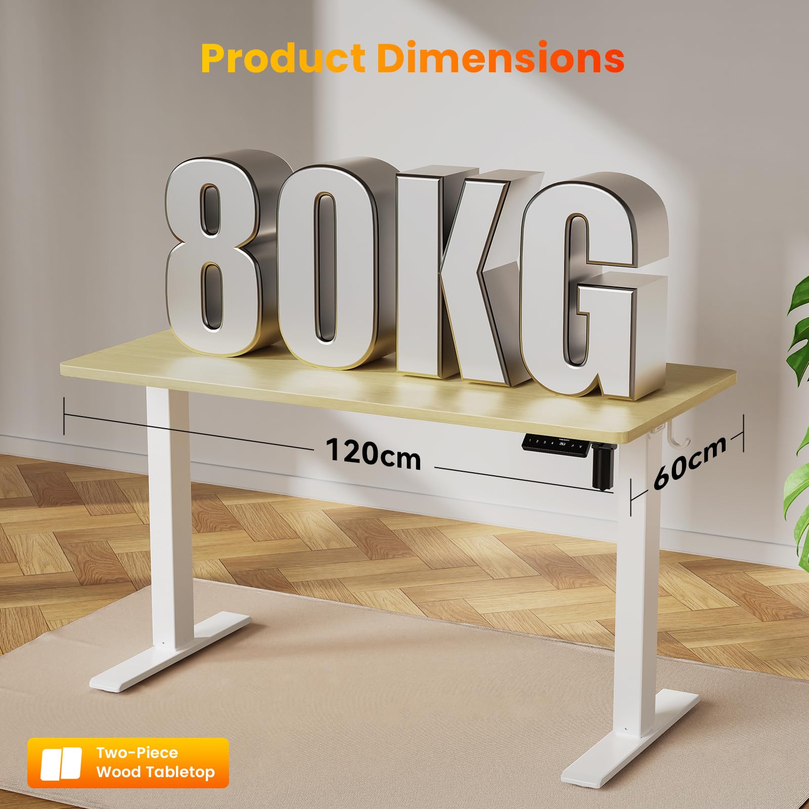 WALKINGDESK Electric Standing Desk, 140 x 60 cm, Oak