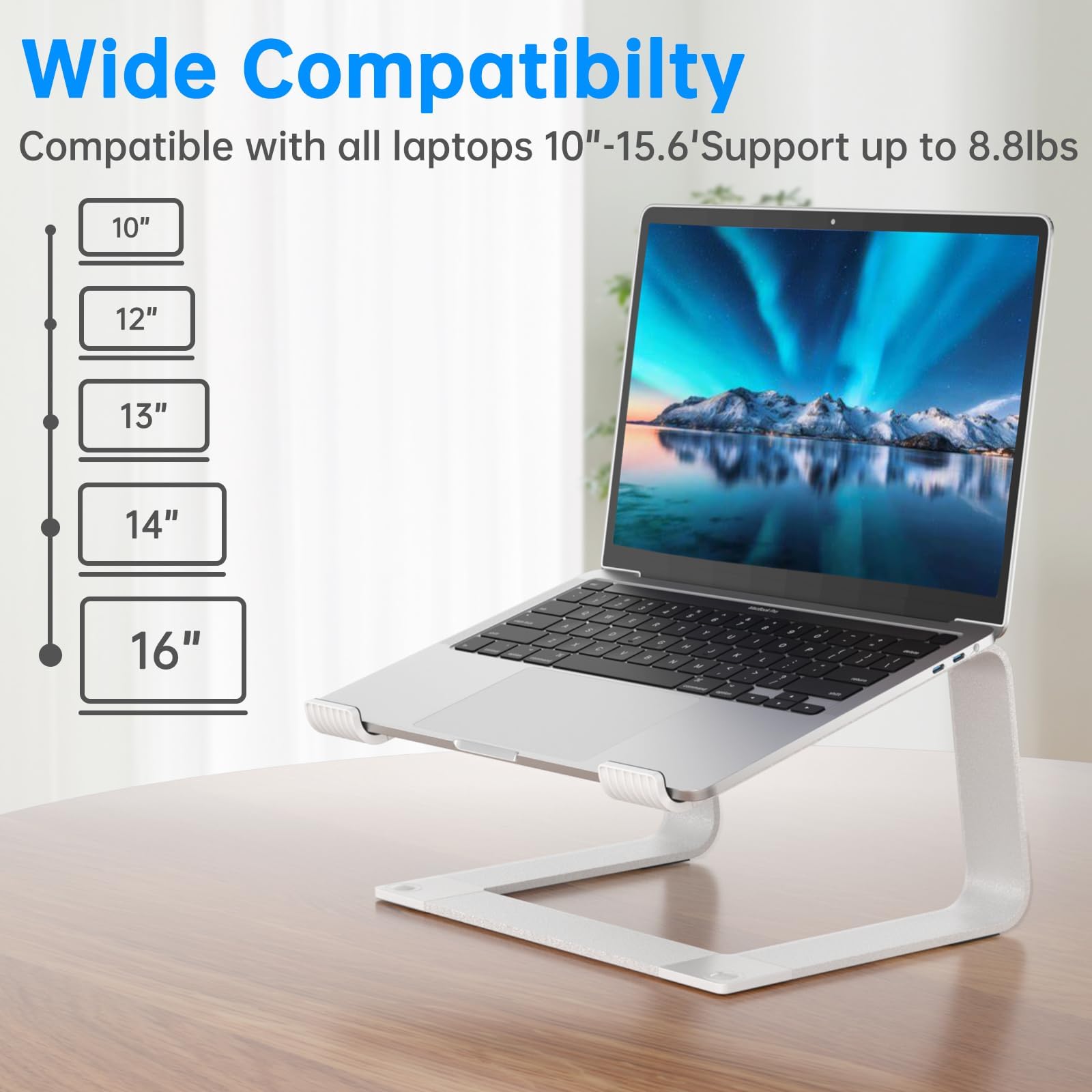 GleYo Laptop Stand for Desk Portable Computer Riser Metal Notebook Holder Printer Stand Office Desk Accessories Compatible with MacBook Air, Pro