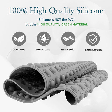 Silicone Bathtub & Shower Mat Non Slip, Bubble Massage Anti Slip Shower Floor Mat with 27 x 15 Inches for Easy Storage