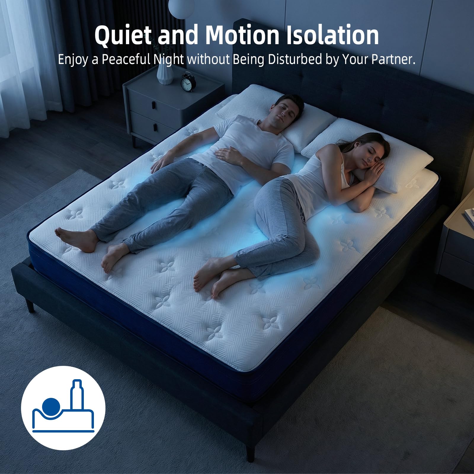 Lavfine Single Mattress - 3FT Memory Foam with Pocket Spring Hybrid, Medium Support, Motion Isolation, Breathable Soft Fabric, Comfortable Sleep