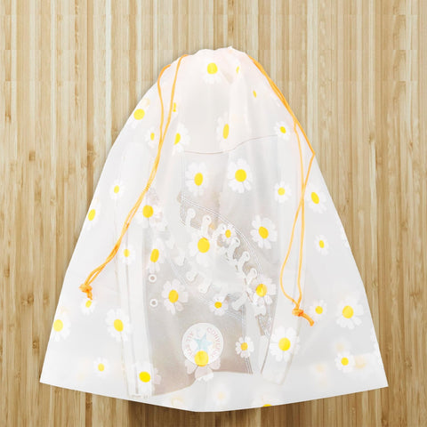 Tabanzhe 5 PCS Daisy Flower Pattern Drawstring Storage Bag,Reusable Clothes Space Bags,Waterproof Ziplock Shoe Bags,Large Size Portable Shoes Bag