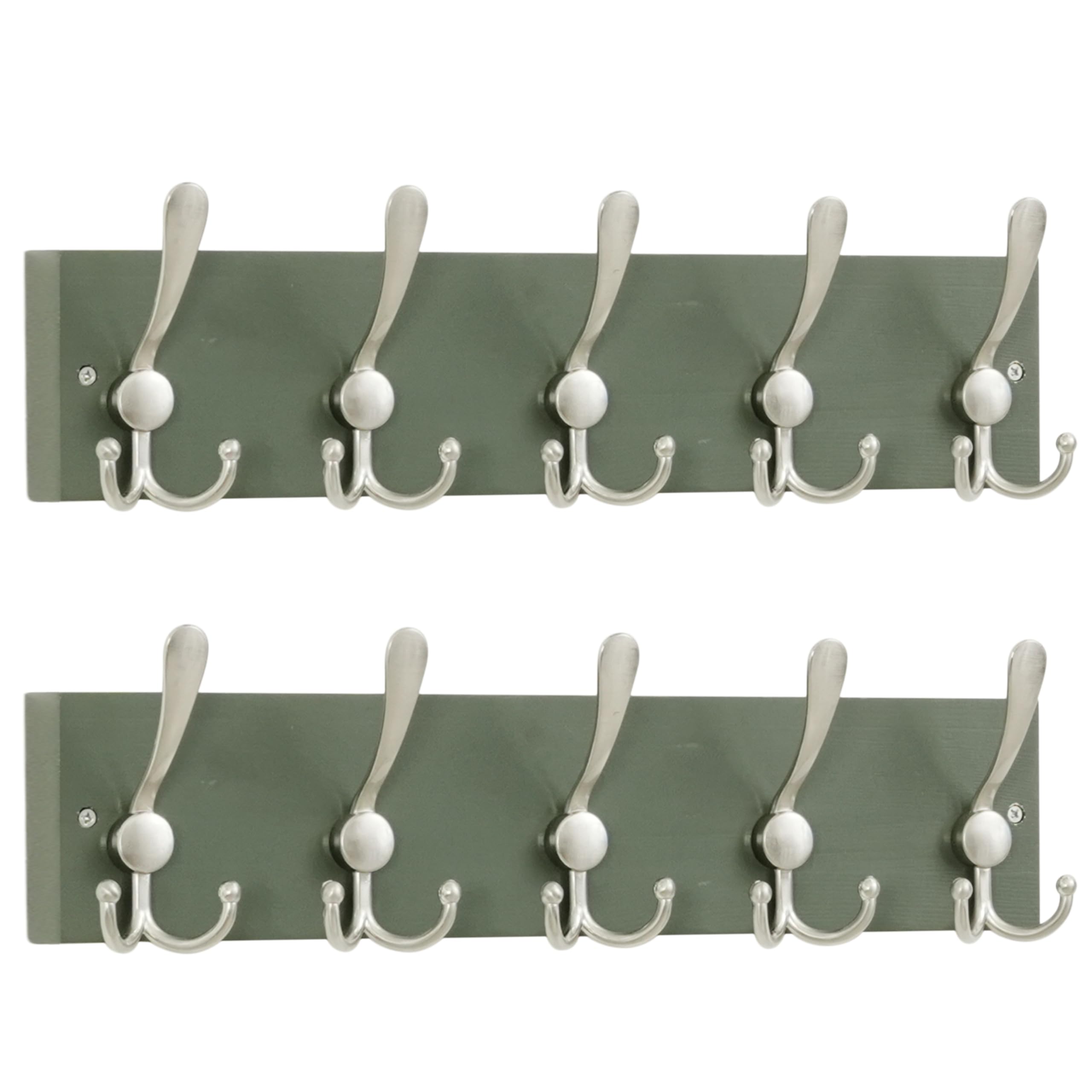 SKOLOO Creations Forest Green Solid Wood Wall Mounted Coat Rack, 5 Hooks, 16-7/8" Long - Kitchen, Mudroom, Entryway, Bathroom